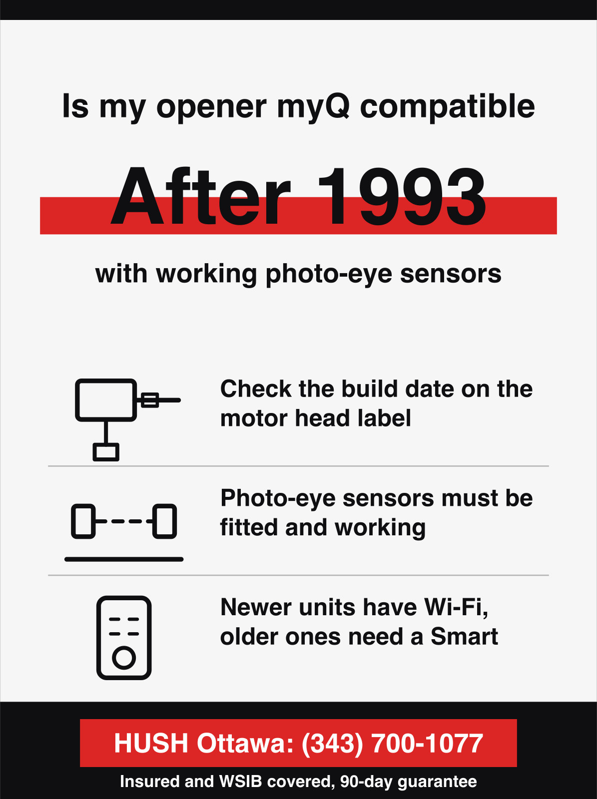 Is my opener myQ compatible. After 1993, with working photo-eye sensors.